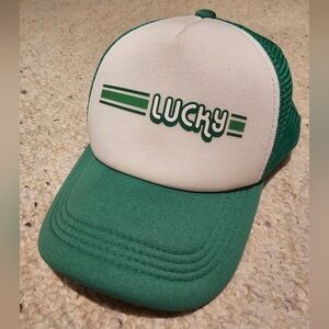 Lucky Green And White Snapback Trucker Hat Cap